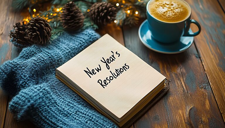 New Year's Resolutions written on a stack of paper